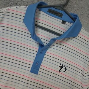 G Fore Polo Shirt Men XL Performance Stretch Stripe Short Sleeve White Blue Golf
